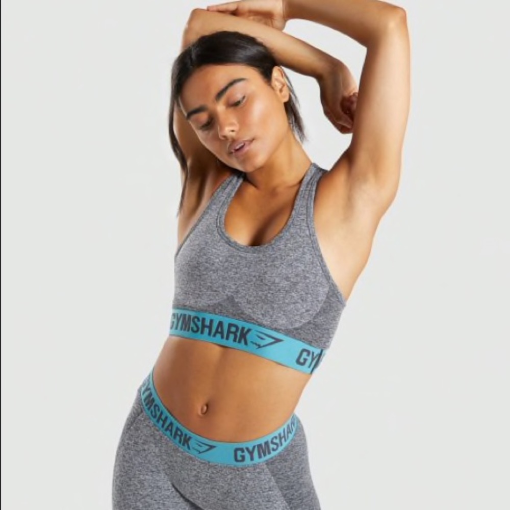 Gymshark Flex Sports Bra- Charcoal Marl/Dusky Teal